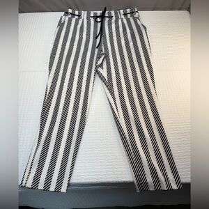 7Avenue Black and White Striped High Waisted Dress Pants